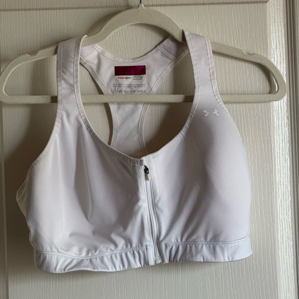 Under Armour Women's Zip-Front White Sports Bra